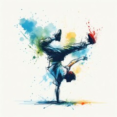 dancer hip hop, breakdance drawing isolated with Generative AI.