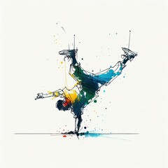 dancer hip hop, breakdance drawing isolated with Generative AI.