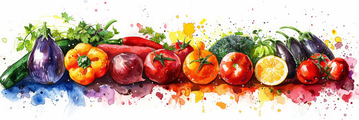 Watercolor vegetable harvest illustration , png image, watercolor illustration 