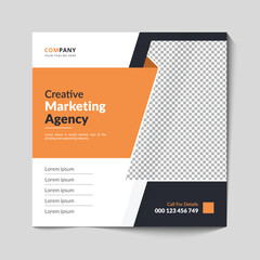 Instagram social media post template with creative marketing agency webinar concept design,Digital marketing social media and instagram post template