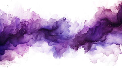 Purple cosmic nebula cloud texture on white and transparent background - obrazy, fototapety, plakaty