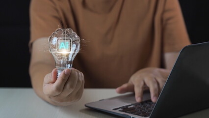 Ai technology, Artificial Intelligence. man using technology smart robot AI, artificial...