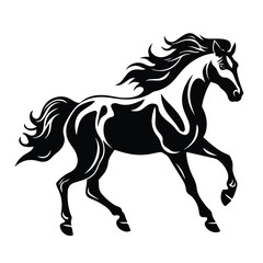 Black Stallion Horse Mascot for Esports Team Logo Black and White Illustration