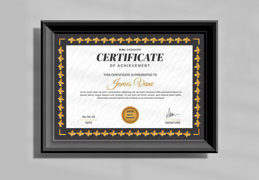 Black And Gold Vintage Certificate Layout