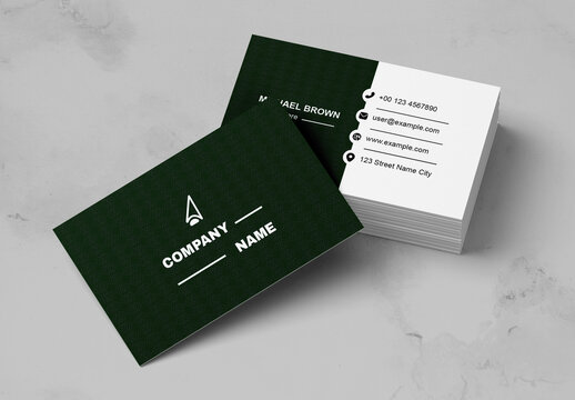 Simple Business Card Layout With Green Accent