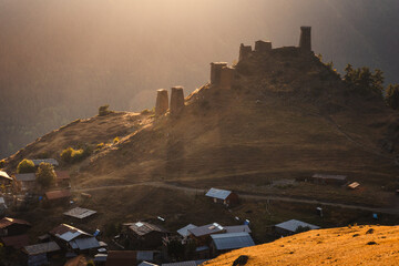 breathtaking views in Tusheti - in one of the most beautiful regions of Georgia. Autumn colors add charm and mood. - 767658117