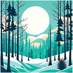 Winter forest in the Carpathians. Generative AI