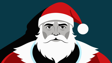 Monochrome Santa Claus Portrait Vector Drawing 