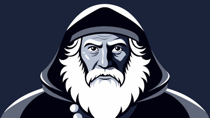 Monochrome Santa Claus Portrait Vector Drawing 