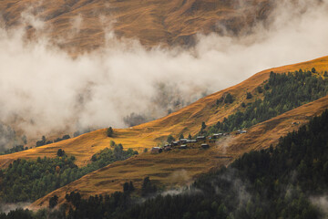 breathtaking views in Tusheti - in one of the most beautiful regions of Georgia. Autumn colors add charm and mood.