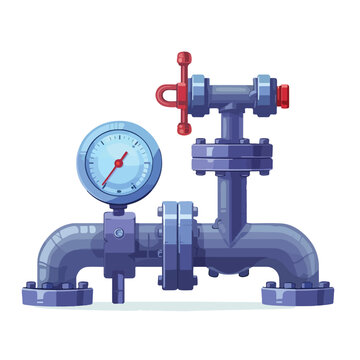 Gas pipe with a valve and manometer icon. Industry