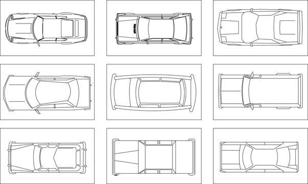 Adobe Illustrator Artwork Vector illustrator design sketch, collection of car images seen from above