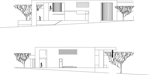 Obraz premium Adobe Illustrator Artwork vector sketch illustration design drawing of modern house architecture