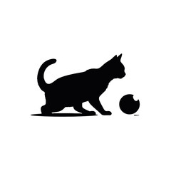 a cat playing with a ball