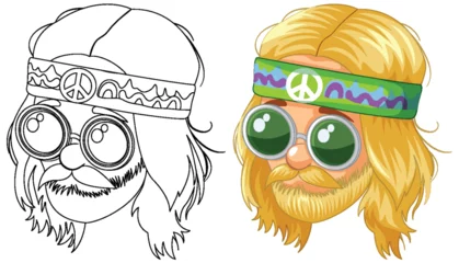 Raamstickers Kinderen Colorful and detailed hippie character design.