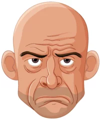 Poster Enfants Vector illustration of a bald, grumpy man's face