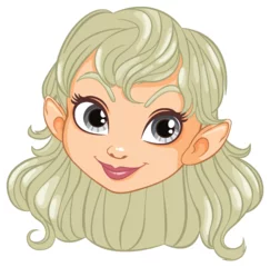 Poster de jardin Enfants Charming elf girl with green hair and ears