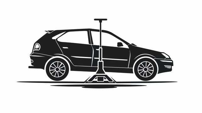 Car icon. Transport repair. Wheel replacement. Jack 