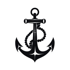 Vector illustration, monochrome sea anchor icon isolated on white background. Simple shape for design logo, emblem, symbol, sign, badge, label, stamp.