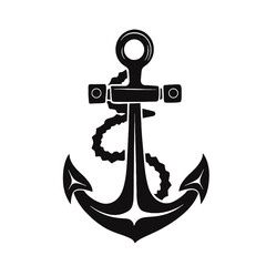 Vector illustration, monochrome sea anchor icon isolated on white background. Simple shape for design logo, emblem, symbol, sign, badge, label, stamp.