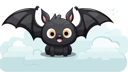 Cartoon bat with speech bubble Flat vector