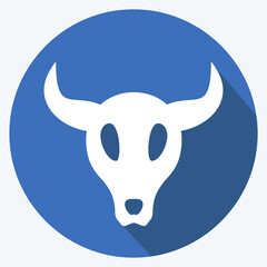 Icon Bull Horns - Long Shadow Style - Simple illustration, Good for Prints , Announcements, Etc