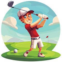 Golf sport game cartoon vector illustration isolate