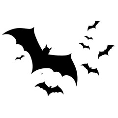 Fototapeta premium Black silhouettes of bats on a white background