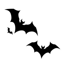 Black silhouettes of bats on a white background