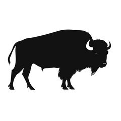 Bison Silhouette Logo Standing Wild Buffalo Animal Vector Graphic Design  