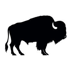 Bison Silhouette Logo Standing Wild Buffalo Animal Vector Graphic Design  