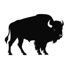 Bison Silhouette Logo Standing Wild Buffalo Animal Vector Graphic Design  