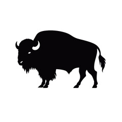Bison Silhouette Logo Standing Wild Buffalo Animal Vector Graphic Design  