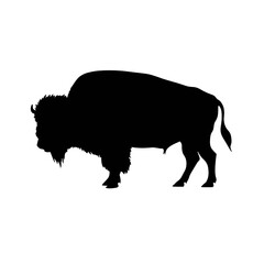 Bison Silhouette Logo Standing Wild Buffalo Animal Vector Graphic Design  