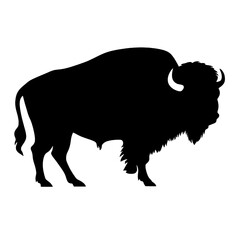 Bison Silhouette Logo Standing Wild Buffalo Animal Vector Graphic Design  