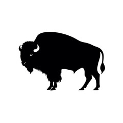 Bison Silhouette Logo Standing Wild Buffalo Animal Vector Graphic Design  