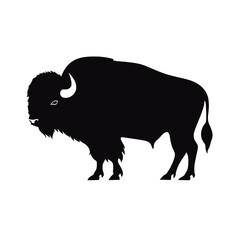 Bison Silhouette Logo Standing Wild Buffalo Animal Vector Graphic Design  