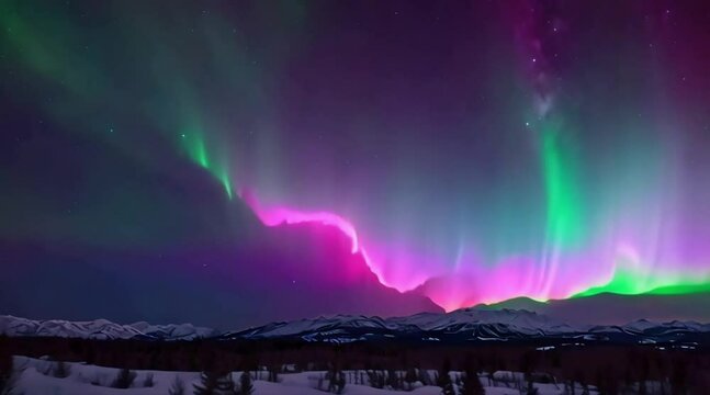 A beautiful aurora dancing over the hills