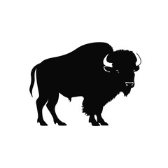 Bison Silhouette Logo Standing Wild Buffalo Animal Vector Graphic Design  