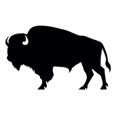 Bison Silhouette Logo Standing Wild Buffalo Animal Vector Graphic Design  