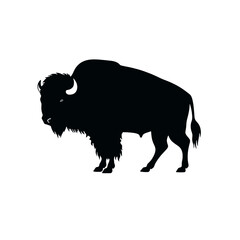 Bison Silhouette Logo Standing Wild Buffalo Animal Vector Graphic Design  