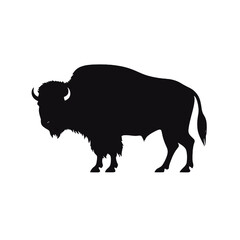 Bison Silhouette Logo Standing Wild Buffalo Animal Vector Graphic Design  
