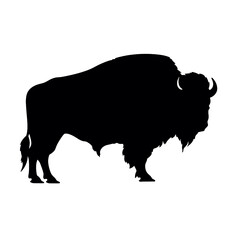 Bison Silhouette Logo Standing Wild Buffalo Animal Vector Graphic Design  
