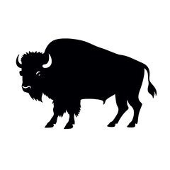 Bison Silhouette Logo Standing Wild Buffalo Animal Vector Graphic Design  