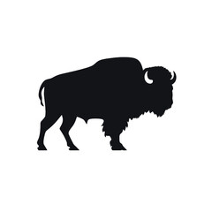 Bison Silhouette Logo Standing Wild Buffalo Animal Vector Graphic Design  