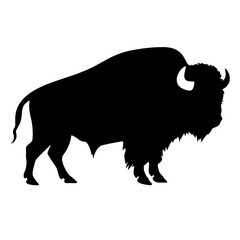 Bison Silhouette Logo Standing Wild Buffalo Animal Vector Graphic Design  