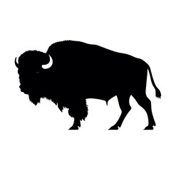 Bison Silhouette Logo Standing Wild Buffalo Animal Vector Graphic Design  
