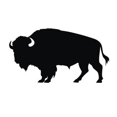 Bison Silhouette Logo Standing Wild Buffalo Animal Vector Graphic Design  