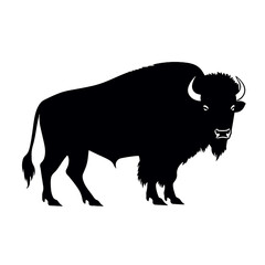 Bison Silhouette Logo Standing Wild Buffalo Animal Vector Graphic Design  