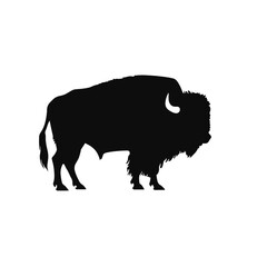Bison Silhouette Logo Standing Wild Buffalo Animal Vector Graphic Design  